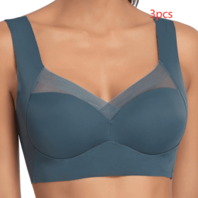 Receiving Breast Bra Without Steel Ring Ladies Vest Underwear (Option: Dark green-L-3PCS)