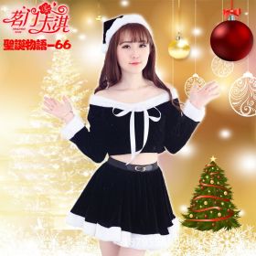 Sexy and cute girl suit DS nightclub role playing costume stage performance costume hanging neck Christmas dance (Color: Black)