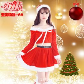 Sexy and cute girl suit DS nightclub role playing costume stage performance costume hanging neck Christmas dance (Color: Red)