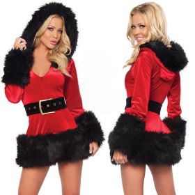 Christmas uniform sexy black and white uniform set Christmas Play Costume (Color: Black)