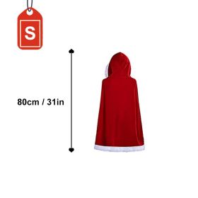 150CM Christmas Santa Cape Adult Child Cosplay Christmas Mantle Red Velvet Hooded Cape Cloak Sexy Costumes Carnival Party Club (Color: S)