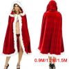 3 Size Red Velvet Hooded Cape Cloak Sexy Santa Cosplay Christmas Costumes Women Carnival Party Clubwear Winter Warm Overcoat