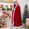 150CM Christmas Santa Cape Adult Child Cosplay Christmas Mantle Red Velvet Hooded Cape Cloak Sexy Costumes Carnival Party Club