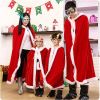 150CM Christmas Santa Cape Adult Child Cosplay Christmas Mantle Red Velvet Hooded Cape Cloak Sexy Costumes Carnival Party Club